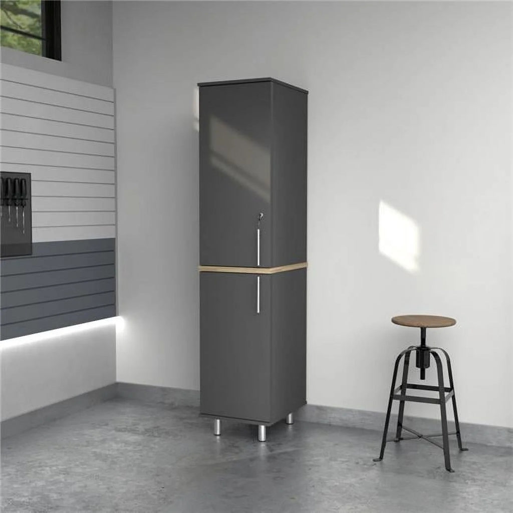Inval Kratos 70" Engineered Wood Storage Garage Cabinet, Gray/Maple