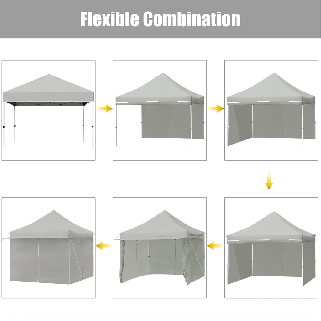 Patiojoy 10x10ft Pop up Tent, 4 Height Adjustment Folding Camping Tent with Awning Blue