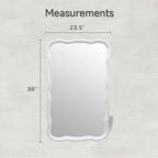 Curved Scallop Wood Frame Accent Mirror, Modern Decorative Wall Mirror for Living Room, Bedroom and Entryway