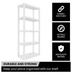Oskar 5 Tier Plastic Shelves - Bathroom, Kitchen, Garage Storage - Heavy Duty, Stackable, No Tools, White 5-Tier-Small White