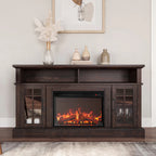 BELLEZE 58" TV Stand with 23" Electric Fireplace, Fireplace TV Console for TVs up to 65", Home Entertainment Center with Storage Cabinet and Adjustable Shelves - Astorga (Gray Wash)