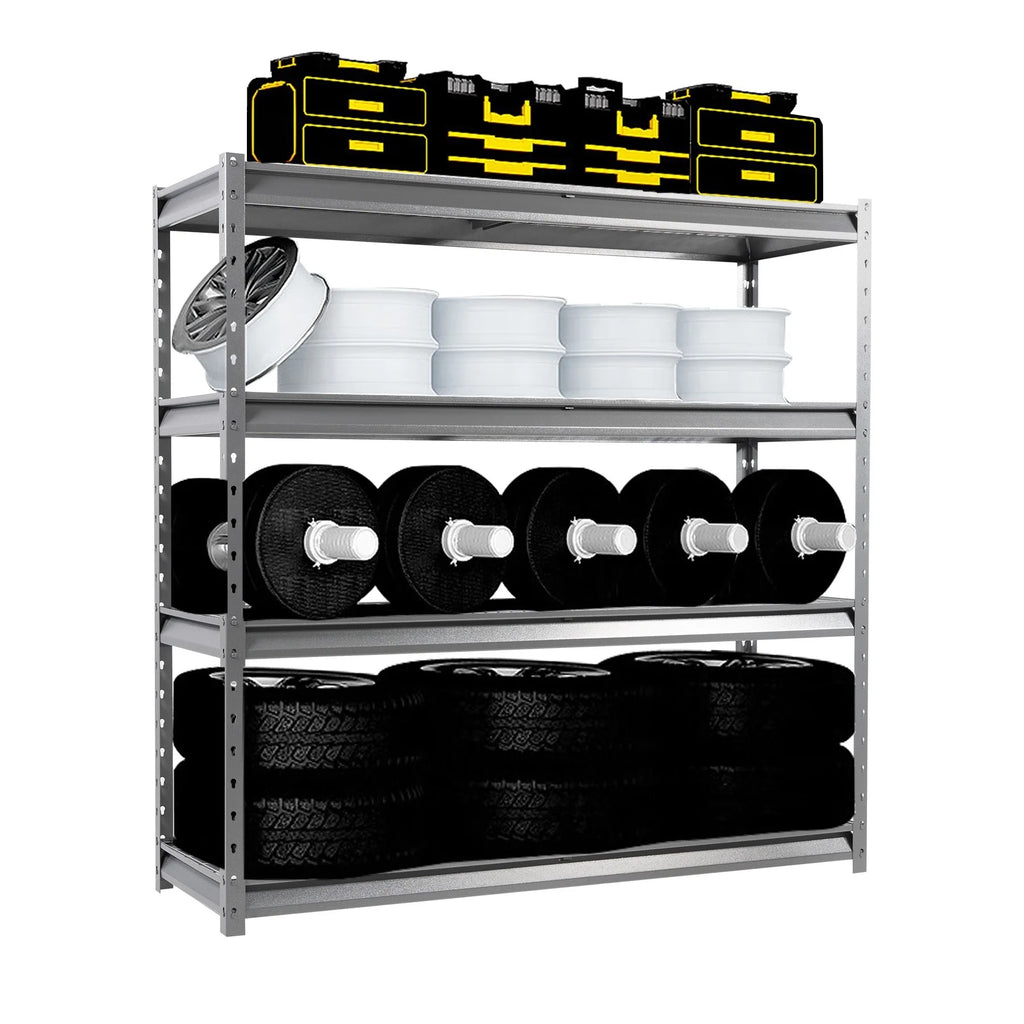 Shuntong The Atlas 12000LBS Garage Storage Shelves, 48"W Heavy Duty Metal Industrial Shelves, 4 Tier Adjustable Storage Rack for Warehouse Shop Basement,48"W x 24"D x 72"H, Black
