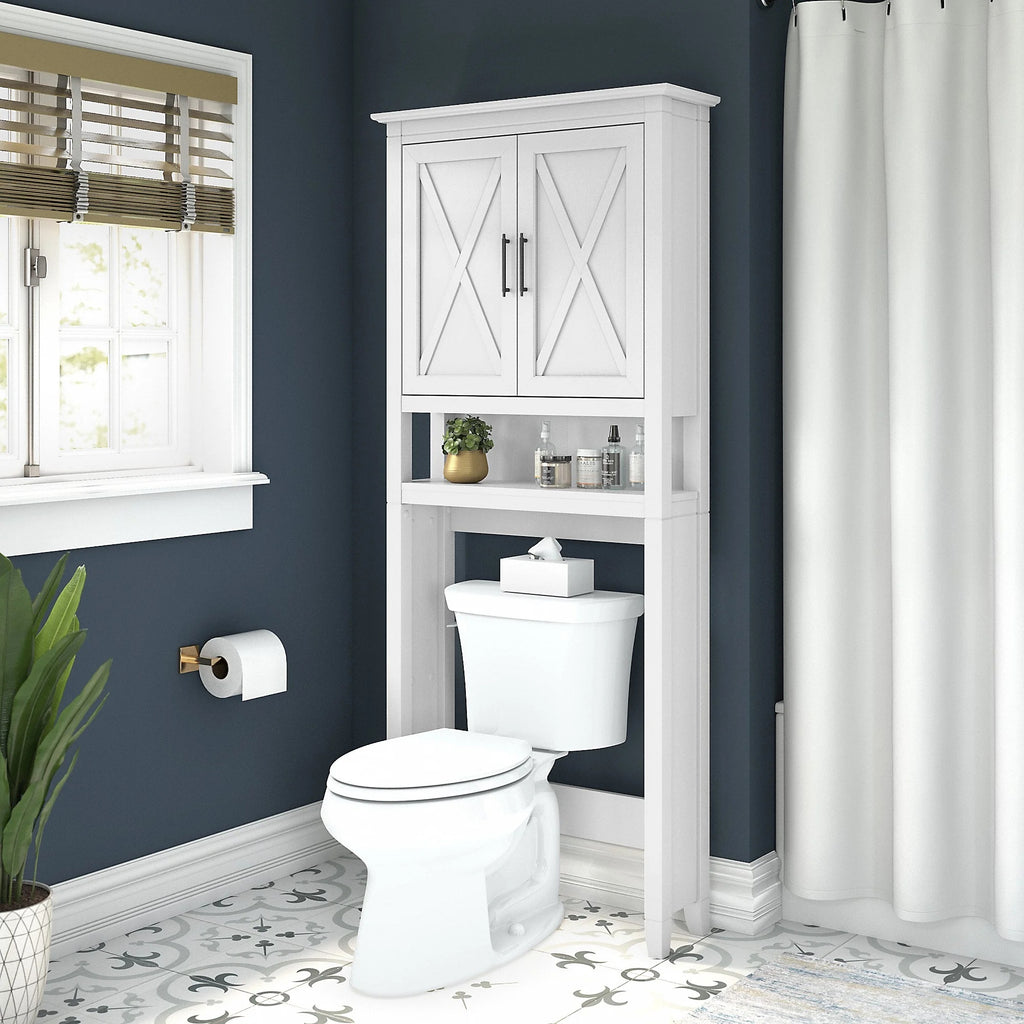Bush Furniture Key West Over The Toilet Storage Cabinet in Driftwood Gray