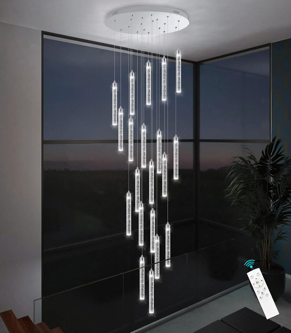 Modern Crystal Pendants Lighting Mini Chandelier for Kitchen Island LED Dimmable Ceiling Handing Lighting Adjustable Flush Mount Ceiling Light for Dining Room Hallway