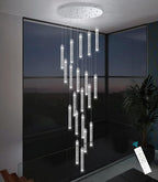 Modern Crystal Pendants Lighting Mini Chandelier for Kitchen Island LED Dimmable Ceiling Handing Lighting Adjustable Flush Mount Ceiling Light for Dining Room Hallway