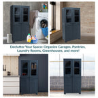 Sunnydaze Lockable Adjustable 48.75" Plastic 3-Shelf Freestanding Garage Storage Cabinet, Charcoal