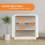 Metal Storage Cabinet, Garage Storage Cabinet with Doors and 2 Adjustable Shelves, 36" White Metal Cabinet, Locking Cabinet for Home,Garage,Office,School
