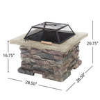 Christopher Knight Home 28.5" Outdoor Patio Wood Burning Fire Pit with Lid, MGO Base & Iron Bowl, Stone Gray