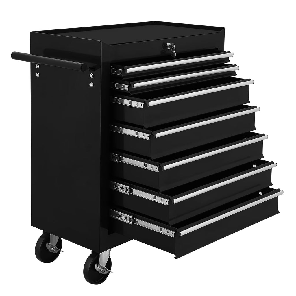 Pinypikaka 7 Drawer Rolling Tool Chest on Wheels, Lockable Tool Box, Removable Storage Case for Garage, Workshop and Craftsmen