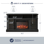 BELLEZE 58" TV Stand with 23" Electric Fireplace, Fireplace TV Console for TVs up to 65", Home Entertainment Center with Storage Cabinet and Adjustable Shelves - Astorga (Gray Wash)