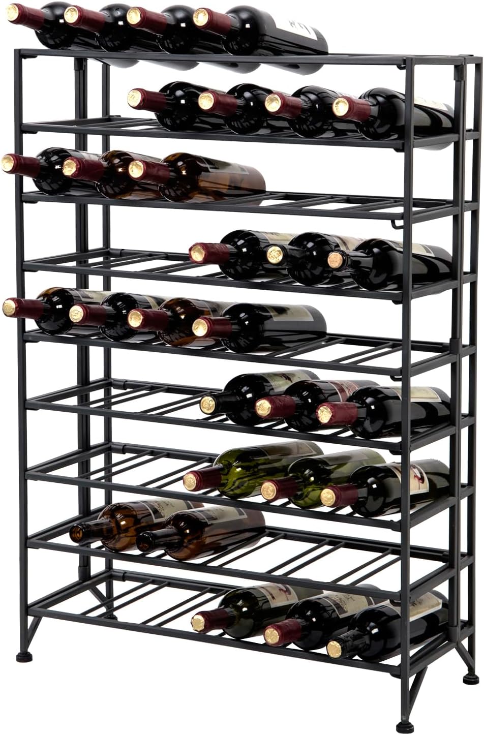 9 Tier Gray Metal Freestanding Wine Rack Holds 54 Bottles