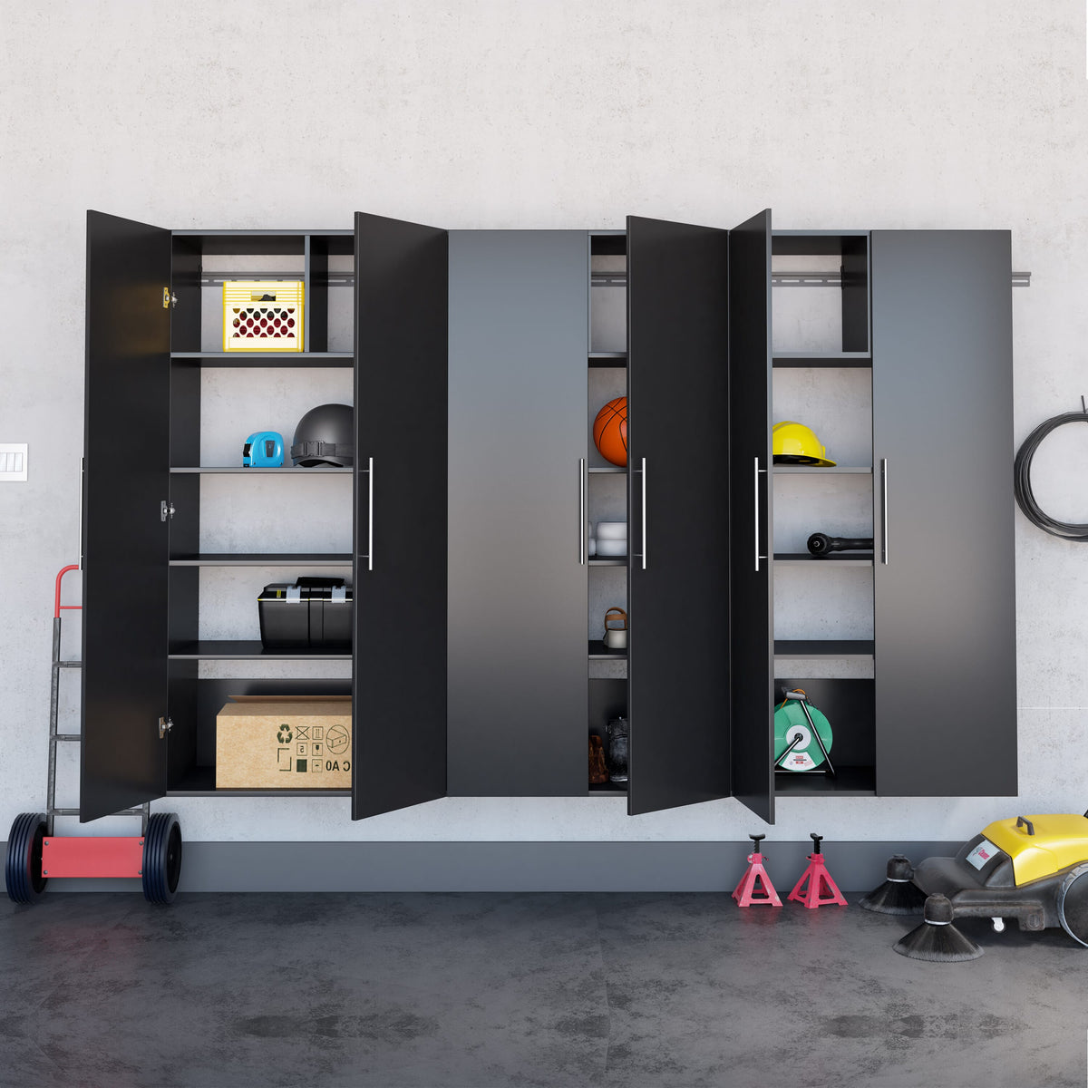 Prepac HangUps Large Storage Cabinet - Immaculate Light Gray 36" Cabinet with Storage Shelves and Doors; Ideal for Bin and General Storage Solutions