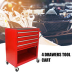 4 Drawers Multifunctional Tool Cart with Wheel Steel Tool Chest Storage Cabinet