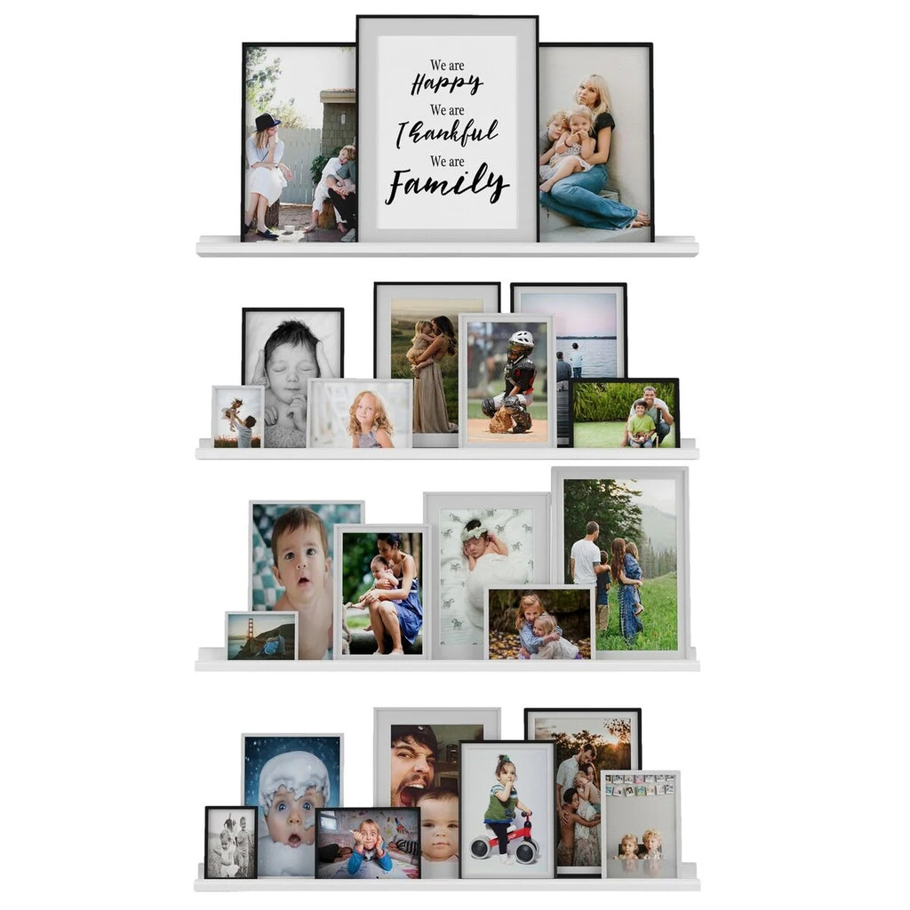 Set of 4 Floating Wall Shelves, 46 Inch Picture Ledge Display Shelves for Photos, Artwork and Home Decor