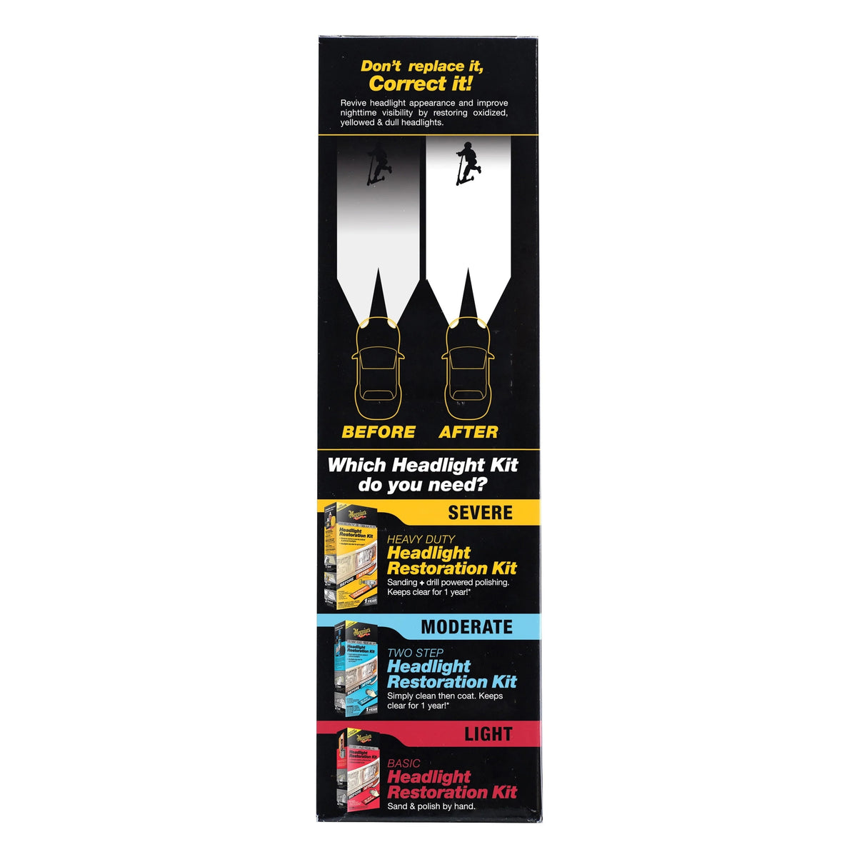 Meguiar's Two Step Headlight Restoration Kit, Clear -?Cleaning Solution, 4 Count (1 Pack)