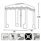 AMMSUN 6'-6' Boho Beach Cabana Tent Canopy with Tassels Fringe UPF50+ Outdoor for Beach Patio,White