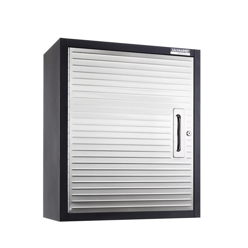 Seville Classics UltraHD? Solid Steel Lockable Metal Storage Wall Cabinet Organizer, w/ Adjustable Shelf, 24" W x 12" D x 28" H, Graphite