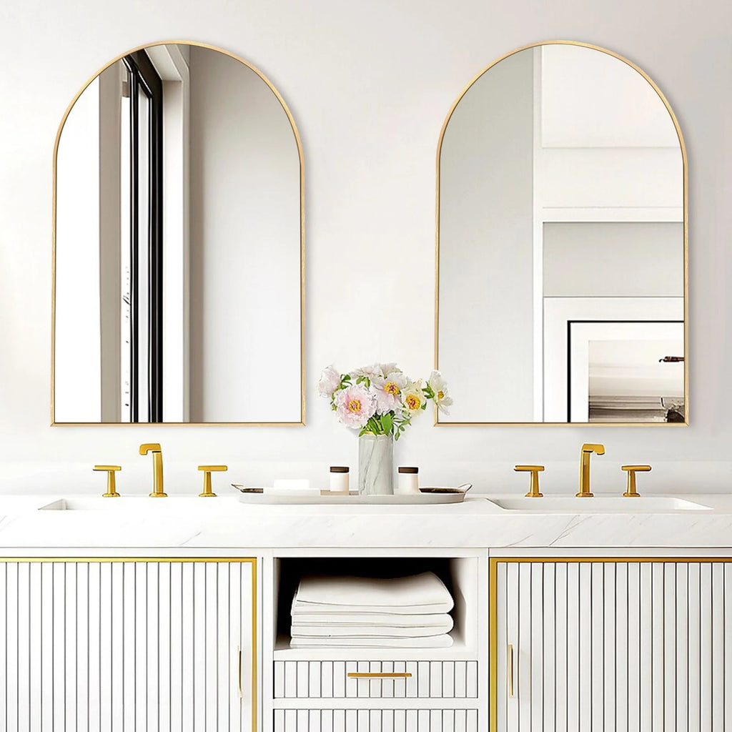Modern Arch Aluminum Bathroom Wall Mirror, Wall Mounted Vanity Mirror for Bathroom, Bedroom and Home Decor