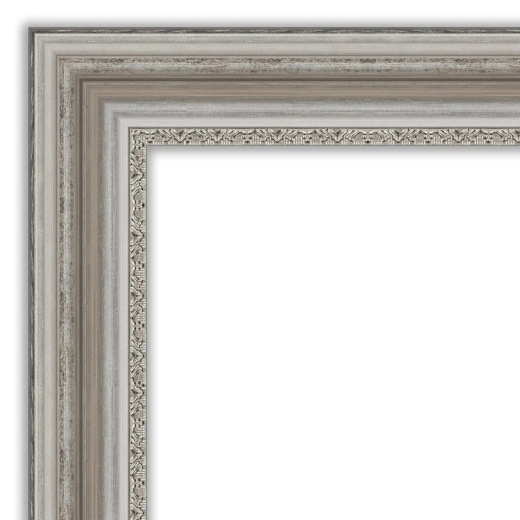 Beveled Bathroom Wall Mirror, Silver Frame Decorative Vanity Mirror for Bathroom, Bedroom and Entryway