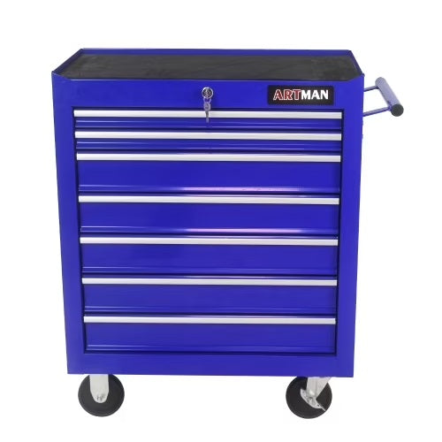 POVANLI  7-Drawer Rolling Tool Chest with Wheels Multifunctional Tool Chest Portable Tool Storage Cabinet with Locking System for Garage Workshop Warehouse Repair Shop