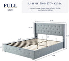 Queen Size Lift Up Storage Bed with Wingback Headboard, Upholstered Platform Bed Frame with Hidden Storage