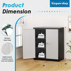 Superday Locking Metal Storage Cabinet with 2 Drawers, Lockable Garage Storage Cabinet with Locking Doors and Adjustable Shelves, Tool Cabinets for Home Office, School, Etc