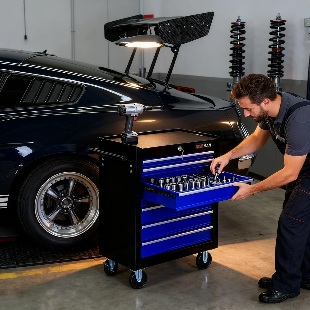 ARTMAN 7 Drawer Tool Rolling Storage Cart ,Tool Boxes Tool Chest with Wheels and Drawers for Garage Workshop Warehouse