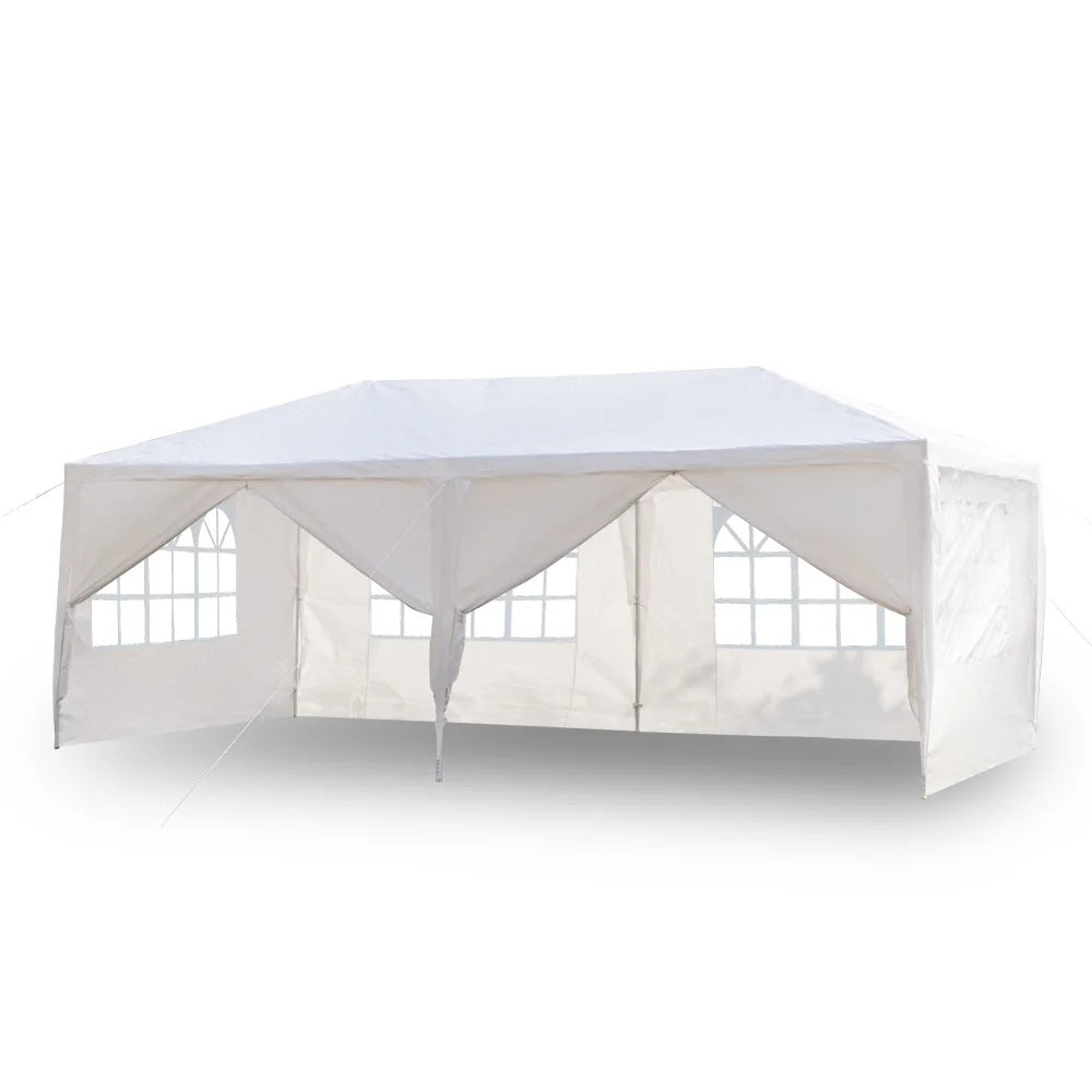 Party Tent 10x30 Outdoor Canopy Gazebo Waterproof Tent, Outdoor Gazebo BBQ Shelter Pavilion with 6 Removable Sidewalls, for Party Wedding Catering Gazebo Garden Beach Camping Patio