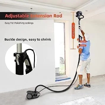 Danolapsi Drywall Sander,750W Electric Drywall Sander 7 Variable Speed 900-1800 RPM Sander with LED Light,Extendable Handle,Dust Hose,14 Pcs Sanding discs,Storage Bag