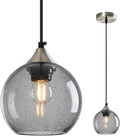 Amber Pendant Lights Kitchen Island 3 Pack, 5.9 in Seeded Glass Globe