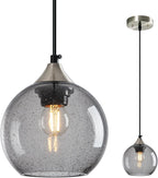 Amber Pendant Lights Kitchen Island 3 Pack, 5.9 in Seeded Glass Globe
