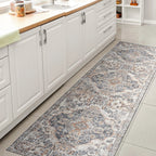 Bohemian Medallion Low-Pile Machine-Washable Area Rug, Cream and Terra