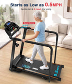 Treadmill for Seniors with Long Handrails-0–2% Incline