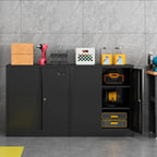 Metal Storage Cabinet, Garage Storage Cabinet with Doors and 2 Adjustable Shelves, 36" White Metal Cabinet, Locking Cabinet for Home,Garage,Office,School