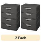 Sterilite 4 Drawer Unit, Durable Plastic Storage Solution for Garages and Basements, Dark Gray