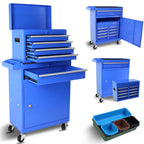 DUOSONG 5-Drawer Rolling Tool Chest, High Capacity Tool Storage Cabinet W/Lockable Wheels, Adjustable Shelf & Anti-Slip Liner, Detachable Tool Box Organizer, Rolling Tool Cabinet Blue Steel Tools &