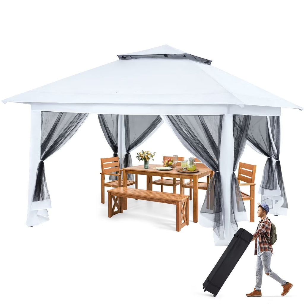 AVAWING 12x12 ft Outdoor Pop-up Canopy Party Tent Easy Setup Patio Wedding Tent, Khaki