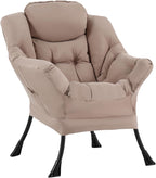 Lazy Chair with Ottoman, Reading Chair with Footrest, Dark Grey