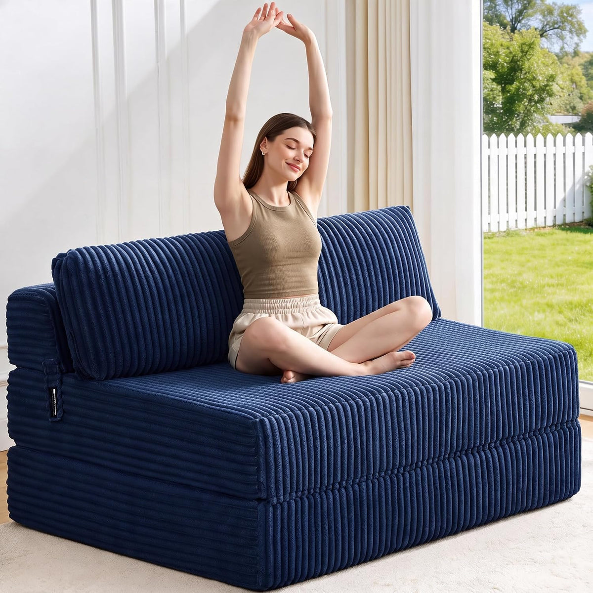 Folding Sofa Bed Convertible 4 in 1 Sleeper Chair Gray Single