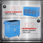 SUNCROWN 2-IN-1 Tool Chest, 8-Drawer Rolling Tool Chest with Hooks and Lockable Wheels,Metal Storage Detachable Top Tool Box with Lockable Wheels for Garage, Workshop, Art Studio(Black)