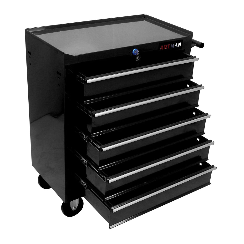 Lisonu 5-Drawer Rolling Tool Chest, Mobile Tool Storage Cabinet with Locking System & Wheels, Heavy-Duty Steel Organizer for Garage and Workshop, Green