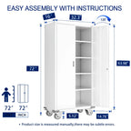 Aobabo 72 Inch Locking Storage Cabinet w/ Adjustable Shelves, Gray