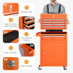 SUNCROWN 2-IN-1 Tool Chest, 8-Drawer Rolling Tool Chest with Hooks and Lockable Wheels,Metal Storage Detachable Top Tool Box with Lockable Wheels for Garage, Workshop, Art Studio(Black)