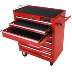 7-Drawer Metal Rolling Tool Chest with Wheels, Tool Storage Cabinet with Locking System, Toolbox with Wheels for Garage, Warehouse, Workshop, Repair Shop, Red