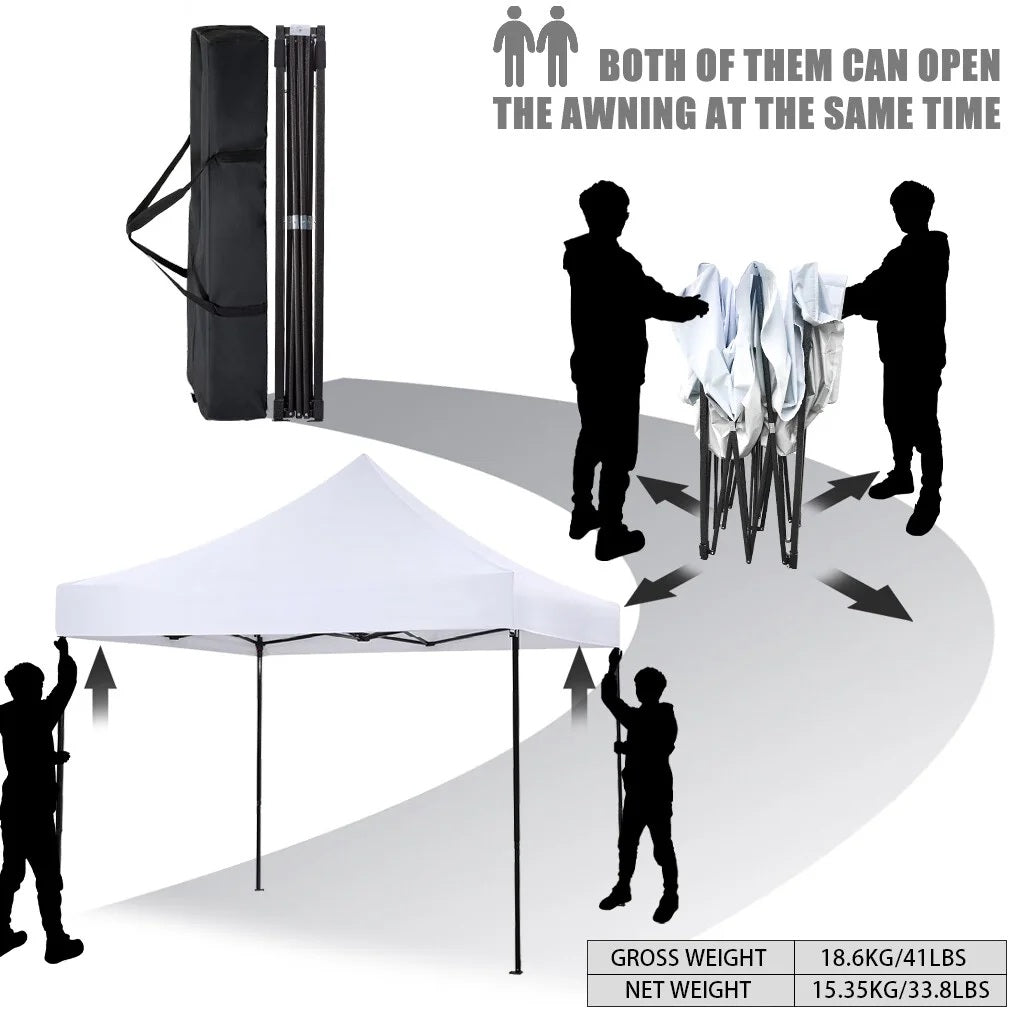 CL.HPAHKL 10' x 10'  Outdoor Pop Up Canopy Tent with Wheeled Bag, Outdoor Shade Tent for Party One Push Patio Tent Canopy Instant Slant Leg Conopy for Backyard Outdoor Patio and Lawn