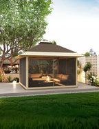 AOILE 13x13FT Pop-Up Patio Gazebo, Outdoor Canopy Tent with Mesh Walls, Double Roof & Carry Bag