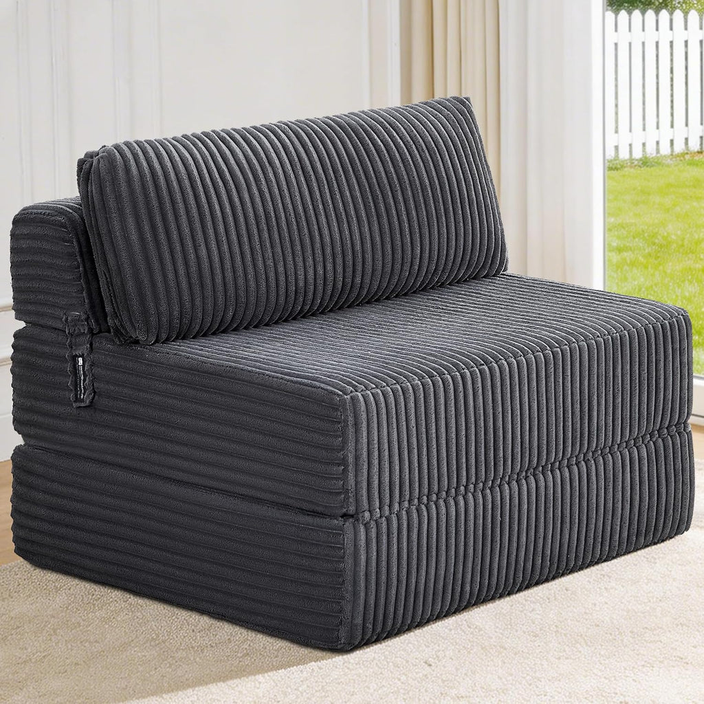Folding Sofa Bed Convertible 4 in 1 Sleeper Chair Gray Single