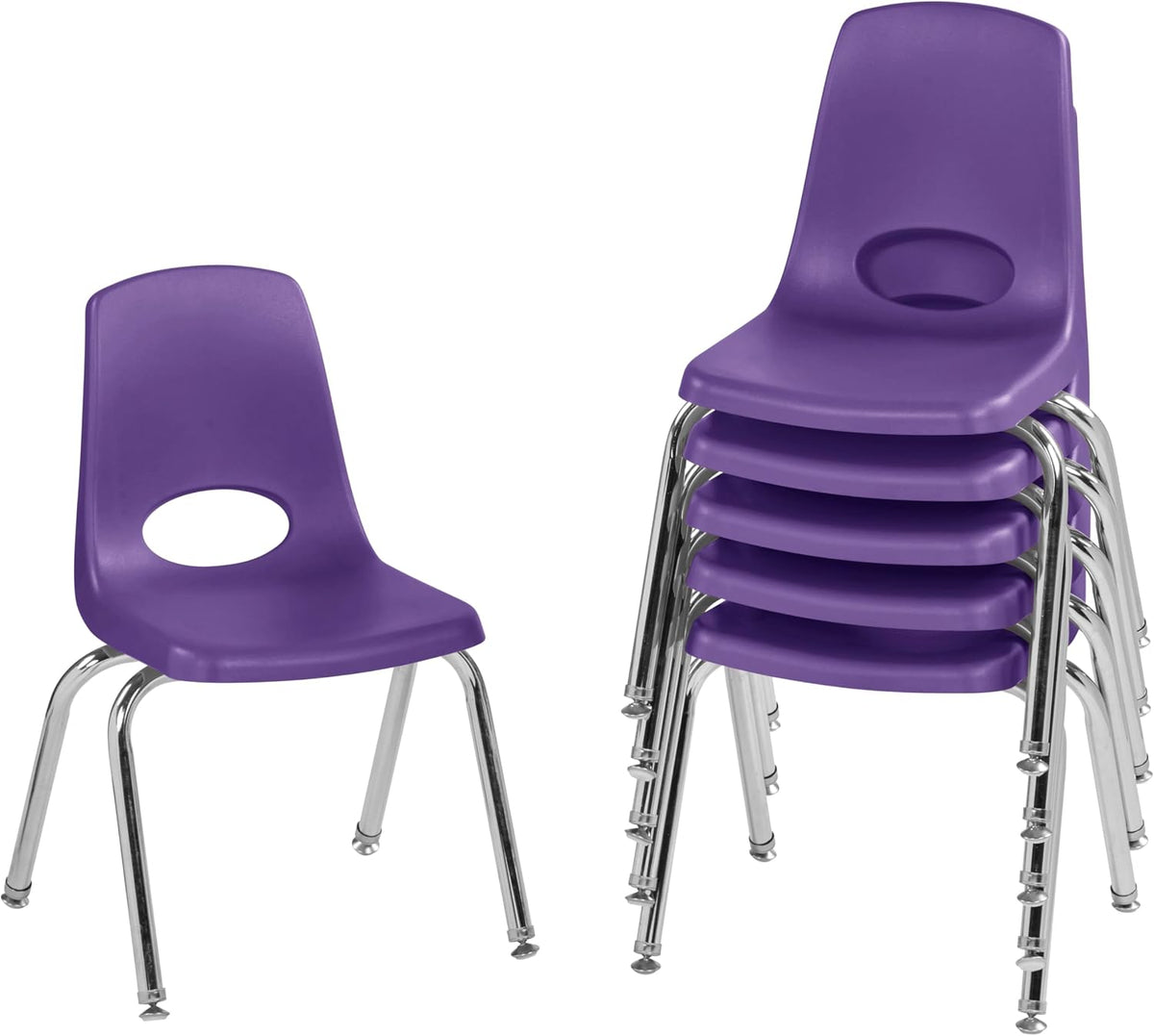 10" School Stack Chair with Swivel Glides, Purple, 6-Pack