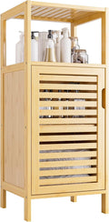 Bathroom Cabinet, Bamboo Floor Cabinet Free Standing, 4 Tier Sofa Side Storage Cupboard for Living Room Kitchen Bedroom