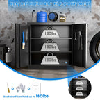 GAEANET 2 Door Metal Storage Cabinet with 5 Adjustable Shelves &Pegboard, 71" H-32" W-16" D Locking Steel Garage Cabinet, for Garage,Office,Home,Gym,School, File Cabinet,Assembly Required, Black